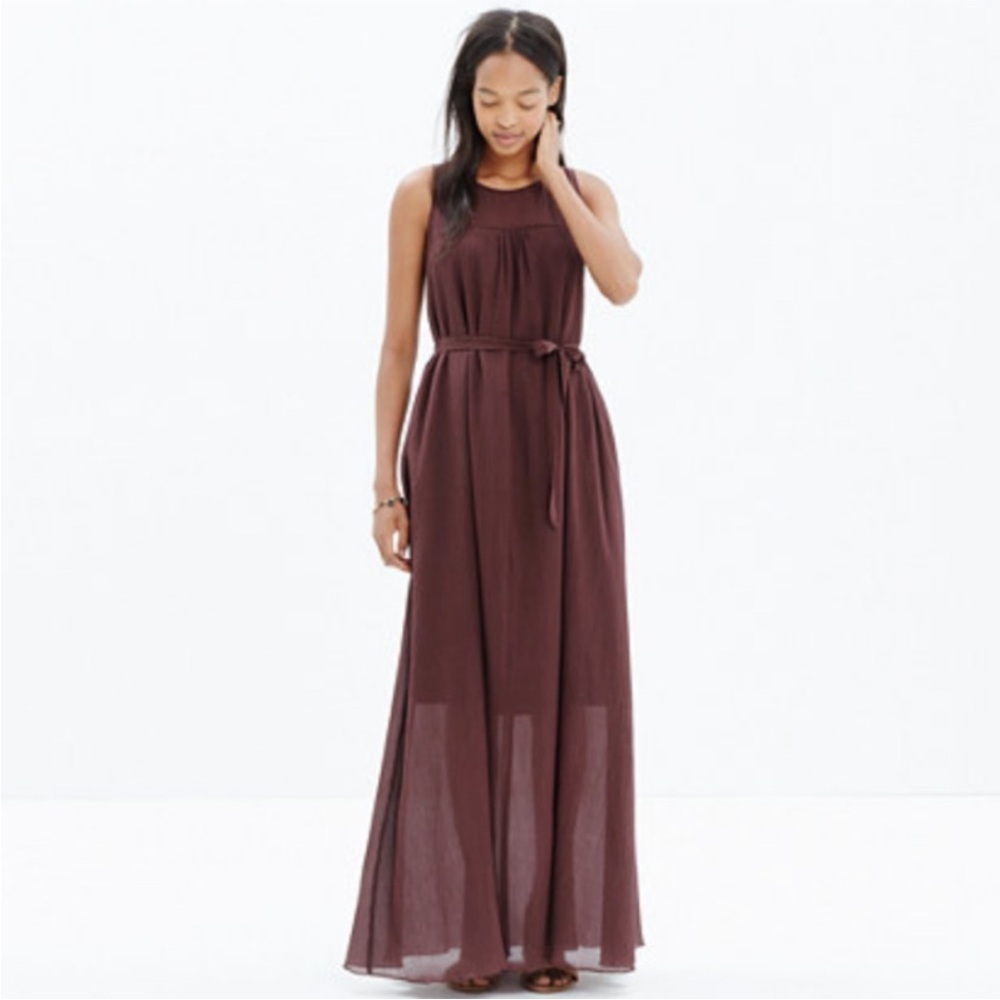 Madewell plum crinkle maxi dress
